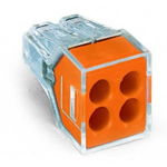 PUSH WIRE® connector for junction boxes; for solid and stranded conductors; max. 2.5 mm²; 4-conductor; transparent housing; orange cover; Surrounding air temperature: max 60°C; 2,50 mm², Wago