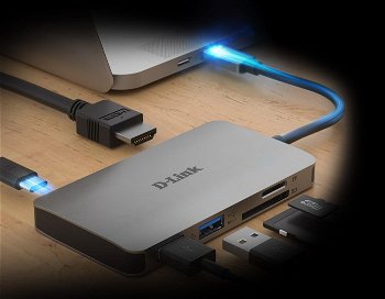 Hub USB Type-C D-LINK DUB-M610, USB 3.0, HDMI, SD/microSD, gri