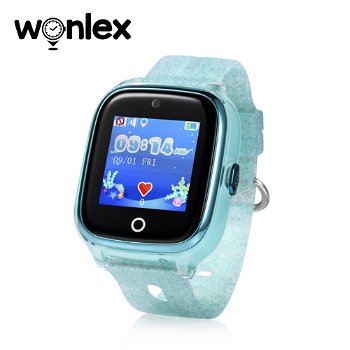 Ceas Smartwatch Pentru Copii Wonlex KT01 Wi-Fi, Model 2022 cu Functie Telefon, Localizare GPS, Camera, Pedometru, SOS, IP54 - Turcoaz, Cartela SIM Cadou