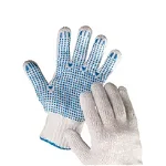 Manusi protectie Plover, standard EN420, degete si palma cu PVC - marime 10 - alb cu albastru, Protectia muncii PBS