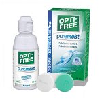 Solutie intretinere lentile de contact Opti-Free Pure Moist 90 ml + suport lentile cadou, Alcon