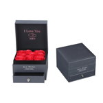Cutie tip sertar, cu 9 trandafiri, felicitare si punga cadou, Negru, 11x11 cm, FashionForYou
