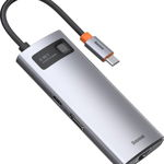 Docking Station Baseus Metal Gleam, conectare PC USB Type-C, Gri, Baseus