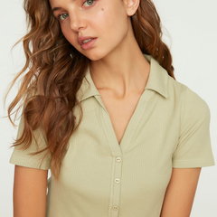 Trendyol, Tricou din tricot cu model crop, Visiniu
