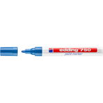 Marker permanent Edding 750, corp metalic, varf rotund, 2-4 mm, cu vopsea albastra, Edding