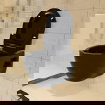 Vas de toaletă cu montare pe perete, ceramică, negru