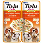 INABA Dog Twin pui, legume si vita in supa pentru caini 2x40 g, INABA