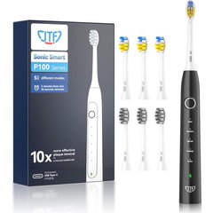 Periuta Dinti Electrica JTF Sonic, Neagra, P100, 6 Capete Periuta, Cablu de Incarcare, Suport, JTF Periuta Dinti Electrica JTF Sonic, Neagra, P100, 6 Capete Periuta, Cablu de Incarcare, Suport, JTF