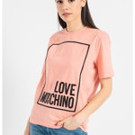 Tricou de bumbac cu imprimeu logo supradimensionat, Love Moschino