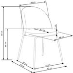 Scaun K314 gri inchis/negru, stofa catifelata/metal, 49x50x80 cm