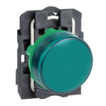 Lampa pilot complet verde Ø22 lentile netede cu LED integral 24V, Schneider