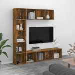 Set dulap TV/carti vidaXL, 3 piese, stejar afumat, 180x30x180 cm