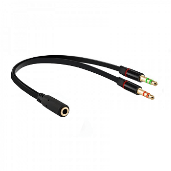 Cablu splitter audio Jack 3.5 4 pini mama la Jack 3.5 tata casti si Jack 3.5 tata microfon 19cm, PLS