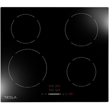 Plita incorporabila Tesla HI6400TB, 4 zone de gatit, temporizator, senzor pan, blocare pentru copii, Negru