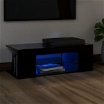 Comodă TV cu lumini LED, negru, 90x39x30 cm, Casa Practica
