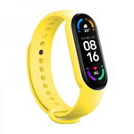 Set 4 curele din silicon pentru bratara smart Xiaomi Mi Band 7, alb, roz, galben, portocaliu + folie protectie ecran din Hidrogel rezistent la zgarieturi, transparent, krasscom