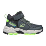 Skechers, Pantofi sport mid-high impermeabili Drollix-Ventureru, Gri carbune, Verde lime, 29 EU