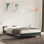 vidaXL Cadru de pat cu tăblie, verde închis, 120x200 cm, catifea, vidaXL