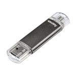 Stick memorie USB Laeta Twin Hama, 128 GB, USB 2.0, Gri, Hama