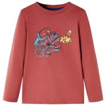 Tricou pentru copii cu mâneci lungi, roșu ars, 128, vidaXL