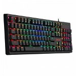Tastatura gaming mecanica Redragon Kama neagra iluminare RGB switch-uri maro