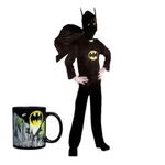 Set costum clasic Batman IdeallStore®, 3-5 ani, 100-110 cm, negru si cana personalizata