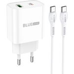 Incarcator Retea BLUE Power, BCC80A Rapido, Quick Charge, 20W, 1 X USB Type-C, cablu USB Type-C, Alb