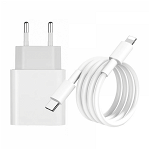 Set 2 in 1 incarcator Type-C 20W si cablu PD de incarcare / transfer date USB Type-C – Lightning 1m alb, krasscom