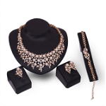 Set de bijuterii de dama de lux cu perle artificiale, format din colier, cercei, inel ?i bratara, 4 piese, Neer