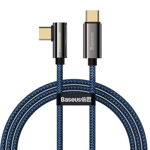 Cablu pentru incarcare si transfer de date Baseus Legend Elbow, 2x USB Type-C, 100W, 1m (Albastru)