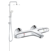 Coloana dus Grohe New Tempesta 200,crom,montare pe perete, baterie cada cu dus termostat Grh 1000 (27389002, 34155003), Grohe