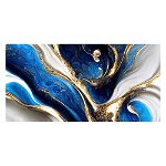 Tablou abstract imitatie marmura albastru auriu 1780 - Material produs:: Poster pe hartie FARA RAMA, Dimensiunea:: 60x120 cm, 