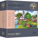 Puzzle din lemn Trefl - Wood Craft, Portul in timpul verii, 500+1 piese