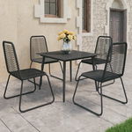 Set mobilier de grădină, 5 piese, negru, ratan PVC