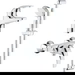 Pachet baterii Grohe Start Curve: baterie dus + baterie lavoar + para de dus cu suport, cartus ceramic, 1/2, crom, Grohe