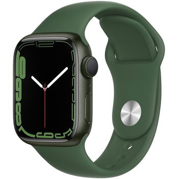 Apple Watch 7, GPS, Carcasa Green Aluminium 41mm, Clover Sport Band