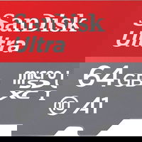 Card Memorie Sandisk Ultra microSDXC 64GB + Adaptor SD 140MB/s A1 Class 10 UHS-I