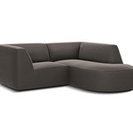 Coltar modular dreapta 3 locuri, Ruby, Micadoni Home, BL, forma rotunjita, 186x180x69 cm, catifea, gri inchis, Micadoni Home