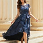 Rochie MBG bleumarin cu baza asimetrica, 