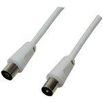 Cablu video Logilink Antena Coaxial Male - Coaxial Female, 1.5m, alb