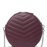 Genti Femei Lancaster Paris Small Round Quilted Leather Crossbody Bag BURGUNDY
