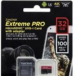 Card memorie SANDISK EXTREME PRO microSDHC SDSQXCG-032G-GN6MA, 32GB, 100/90 MB/s, A1 C10 V30 UHS-I U3, SanDisk