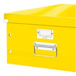 Cutie depozitare Leitz WOW Click & Store, carton laminat, partial reciclat, pliabila, cu capac si maner, 36x20x48 cm, galben, Leitz