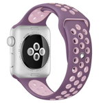 Curea sport perforata,Compatibila cu Apple Watch 1/2/3/4, Bratara din Silicon, 44mm, Mov, REDMobile