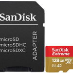 Card memorie SanDisk micro SDXC Extreme 128GB USH-I U3 Class 10 190MB/s + Adaptor SD