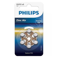 Baterii Philips ZA312 Zinc Air 1.4V, pentru Aparate Auditive, 6 buc, Philips