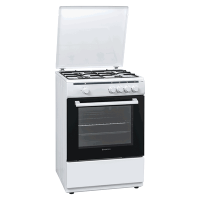 Aragaz Vortex VO1801, 60 x 60 cm, Gaz, Cuptor 65 L, Alb