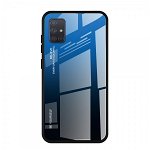 Husa Spate Upzz Gradient Glass Pentru Samsung Galaxy A71, Spate Sticla Rezistenta , Negru Albastru