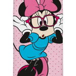 Prosop bumbac, Minnie Mouse cu ochelari, multicolor, 140x70 cm, Disney