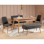 Set masă și scaune extensibile (5 bucăți) Vina 0701 - 4 - Anthracite, Atlantic Extendable Dining Table & Chairs Set 12, Stejar, 77x75x120 cm, Vella